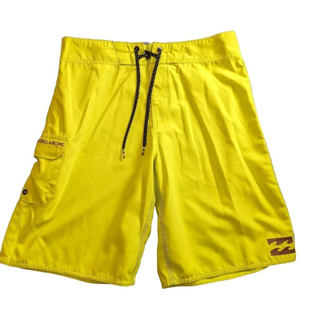 Billabong Board Shorts Mens Size‎ 32 Neon Green Swim Trunks  Surfing Surf Beach